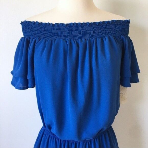 Altar’d State Off the Shoulders Royal Blue Romper NWT - Picture 2 of 8